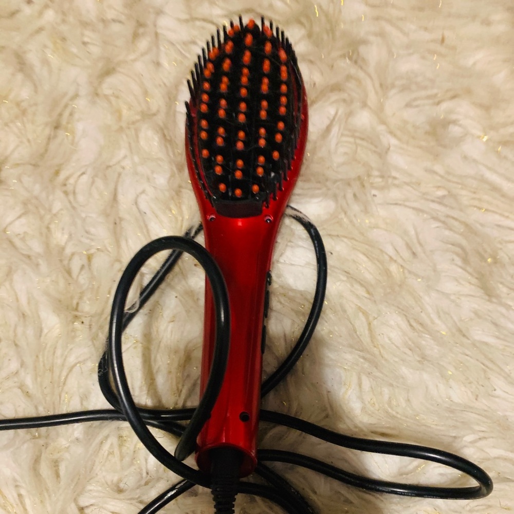 Hair brush straightener